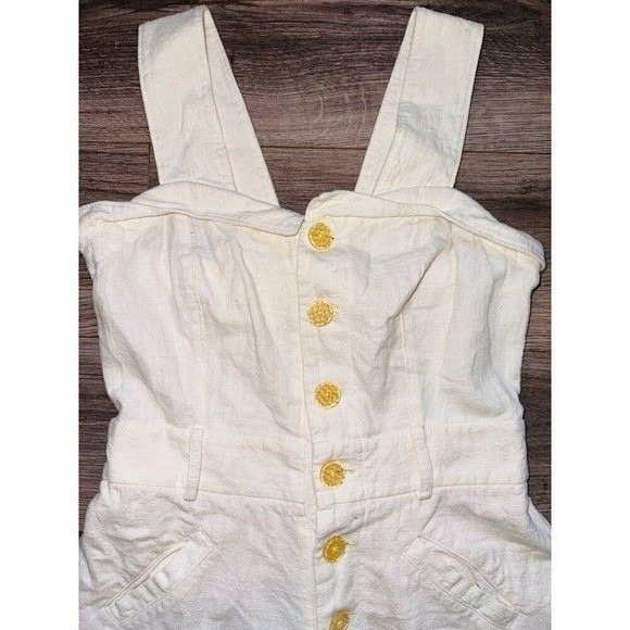 FP1 Anthropologie Cape Cod Jumpsuit Linen Cotton Cream No Belt Womens 8 - Picture 4 of 10